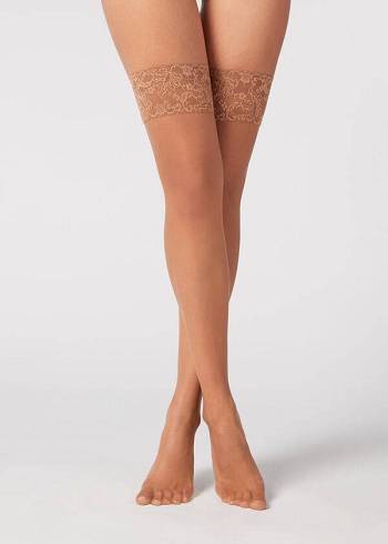Calzedonia 8 Denier Ultra Sheer Thigh-Highs Kousen Dames Beige Bruin | BE1254OR