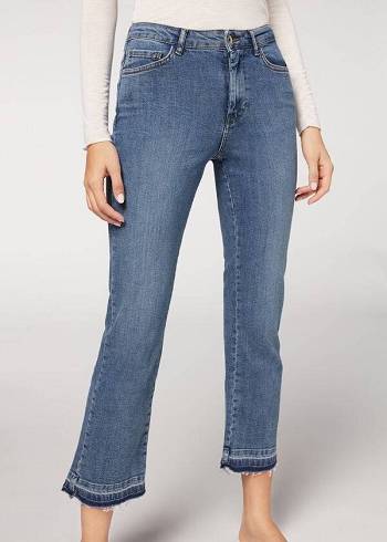 Calzedonia Cropped Flare Jeans Dames Blauw | BE2563VD