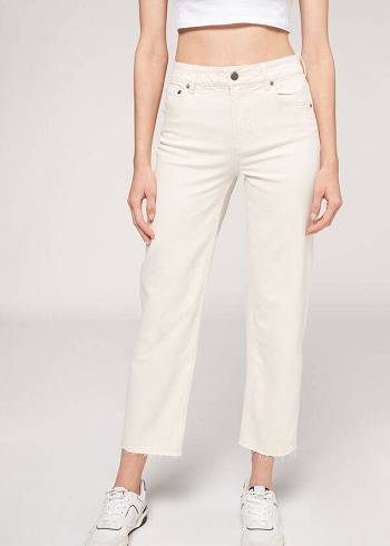 Calzedonia Cropped Rechtdoor-Leg Broek Dames Wit | BE2724RW