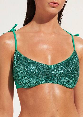 Calzedonia Gewatteerd Tank-Stijl Cannes Bikinitopjes Dames Groen | BE1884GL