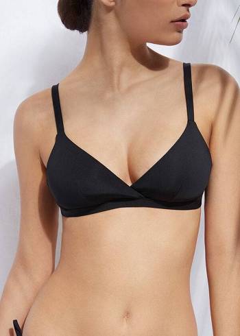 Calzedonia Gewatteerd Triangle Indonesia Eco rosa Bikinitopjes Dames Zwart | BE1920NB