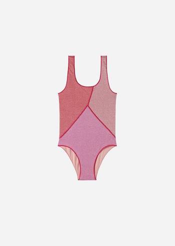 Calzedonia Lamé One Piece Lisbona Badpakken Kinderen Roze | BE3041VD