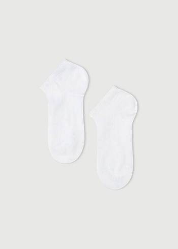 Calzedonia Light Katoenen Ankle Kort Sokken Kinderen Wit | BE3188KI