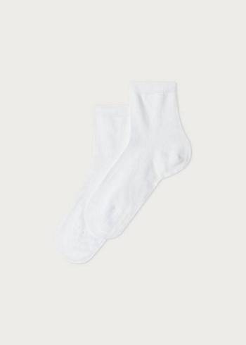 Calzedonia Light Katoenen Kort Sokken Kinderen Wit | BE3113CE