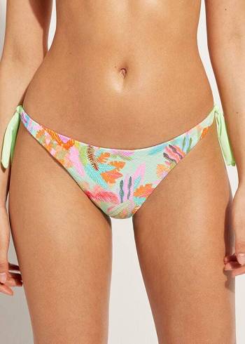 Calzedonia Side-Tie Brazilian Foliage Tahiti Bikinibroekjes Dames Groen | BE1568AP