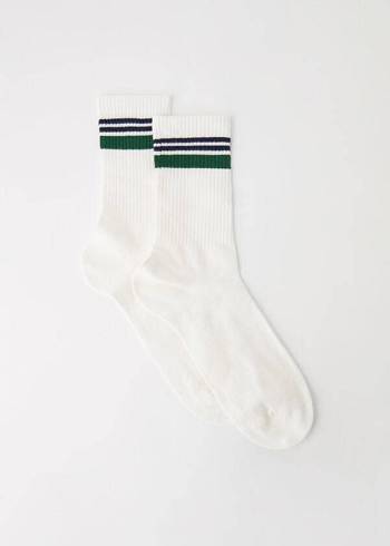 Calzedonia Stripe Motif Crew Sokken Heren Wit | BE2872BC