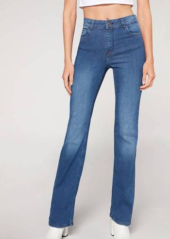 Calzedonia Super Flex Denim High Taille Bootcut Jeans Dames Blauw | BE2614BC